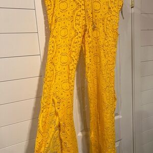 Yellow Lace Wide Leg Jumpsuit